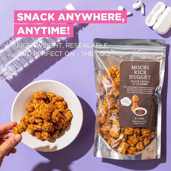 Mochi Rice Nuggets, Black Pepper Rice Crackers, No MSG, 4.9 oz (140 g)