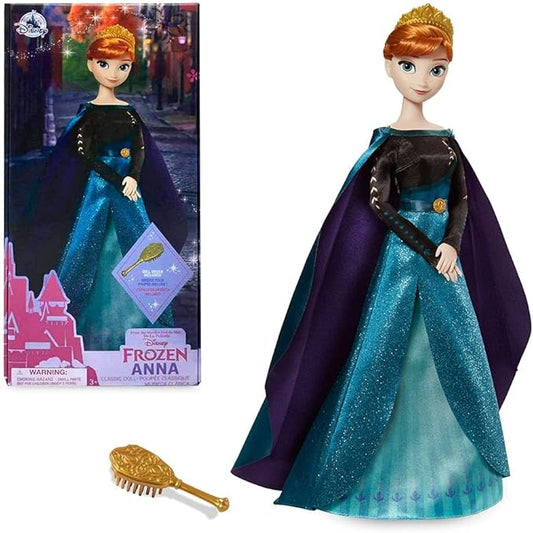 Disney Store Girl's Princess Classic Doll (Queen Anna from Frozen 2), 11 Inches, Includes Brush with Molded Details, Fully Posable Toy in Classic Outfit -