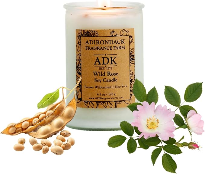 ADK Wild Rose Scented Candle, 4.5 Oz Aromatherapy Candle, Proudly Poured in The USA, Natural Wax for Relaxation and Home Décor, for Gift, Kitchen, and Living Spaces