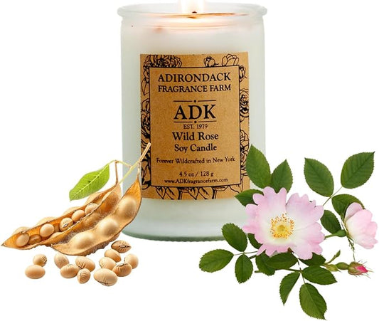 ADK Wild Rose Scented Candle, 4.5 Oz Aromatherapy Candle, Proudly Poured in The USA, Natural Wax for Relaxation and Home Décor, for Gift, Kitchen, and Living Spaces
