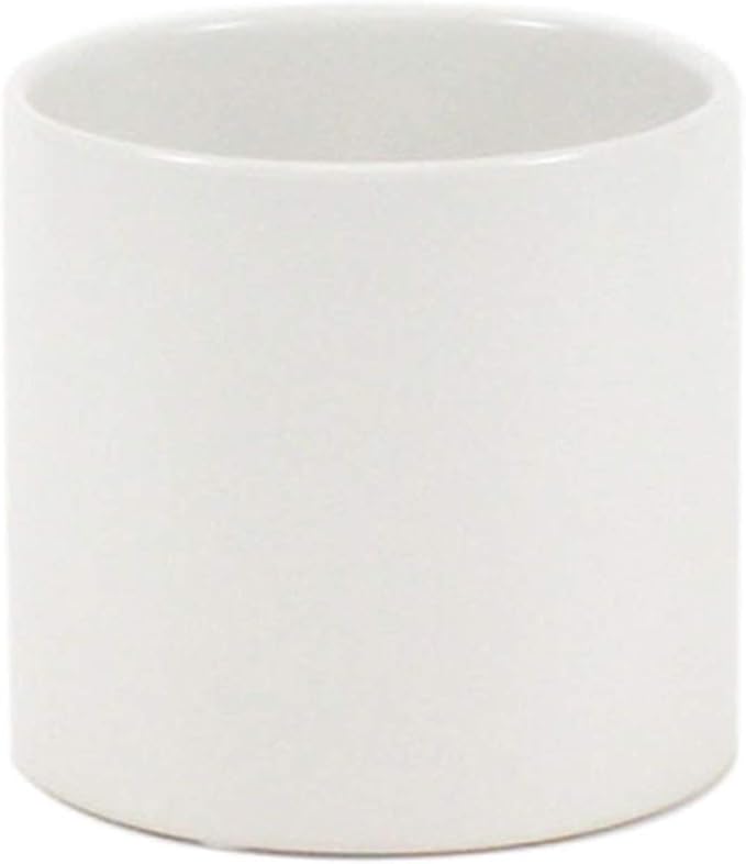 WGVI Matte White Ceramic Cylinder Vase Width 6.5" Height 6", Flower Arrangements, Candle Holder, Terrarium Planter Pot, Storage Container Organizer, Pen Brush Holder, Table top Decor, 1 Piece