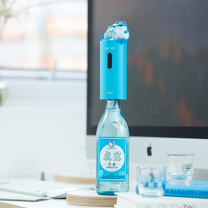 Jinro Soju Dispenser with 2 pcs of Soju Glasses, Automatic Drink Dispenser for Soju Only, Classic Soju Brand Merch, Korean Soju, Funny Gifts, Silicone Tube 2 Sizes, C-TYPE Charging [OFFICIAL LICENSE]