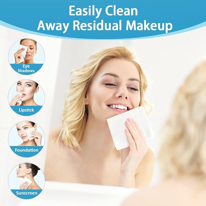 HOMEXCEL Face Towels 200 Count (4 Box), Disposable Makeup Remover Wipes, Super Soft Biodegradable Dry Facial Hand Clean Facial Towels Wash Cloth