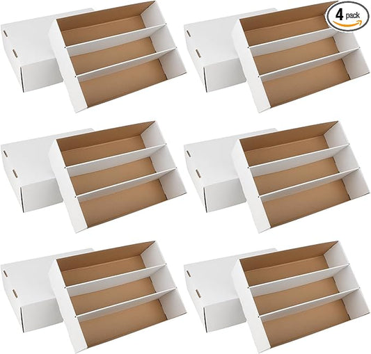 6 Pack Trading Card Storage Box, 2340 Count White Sports Card Organizer for Storing, Protecting and Organizing Soccer, Basketball Game Cards
