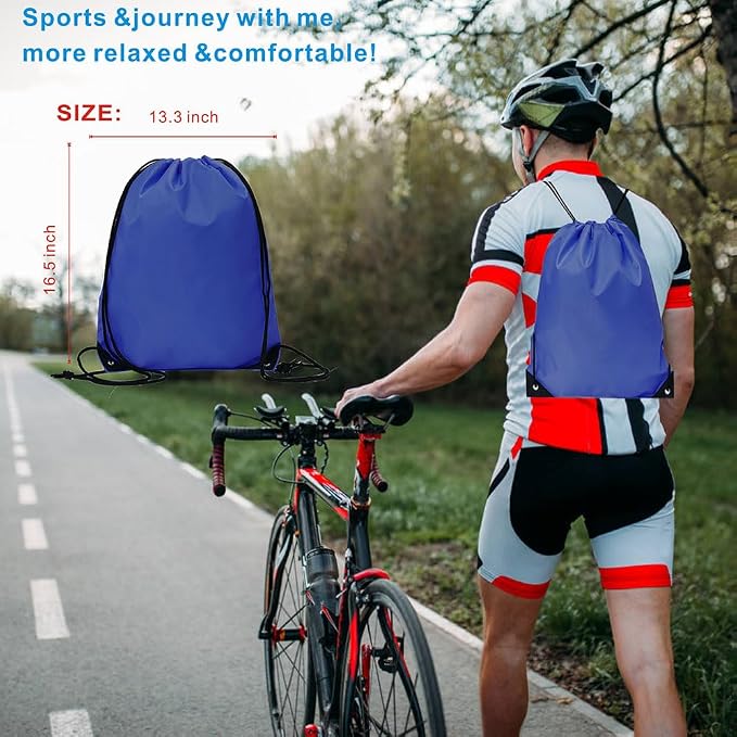 Drawstring Backpack Bulk 40Pcs Draw String Backpack Bags DIY Gym Sports Traveling Yoga Cinch Bag Sackpack Drawstring (royal blue bluenoye)