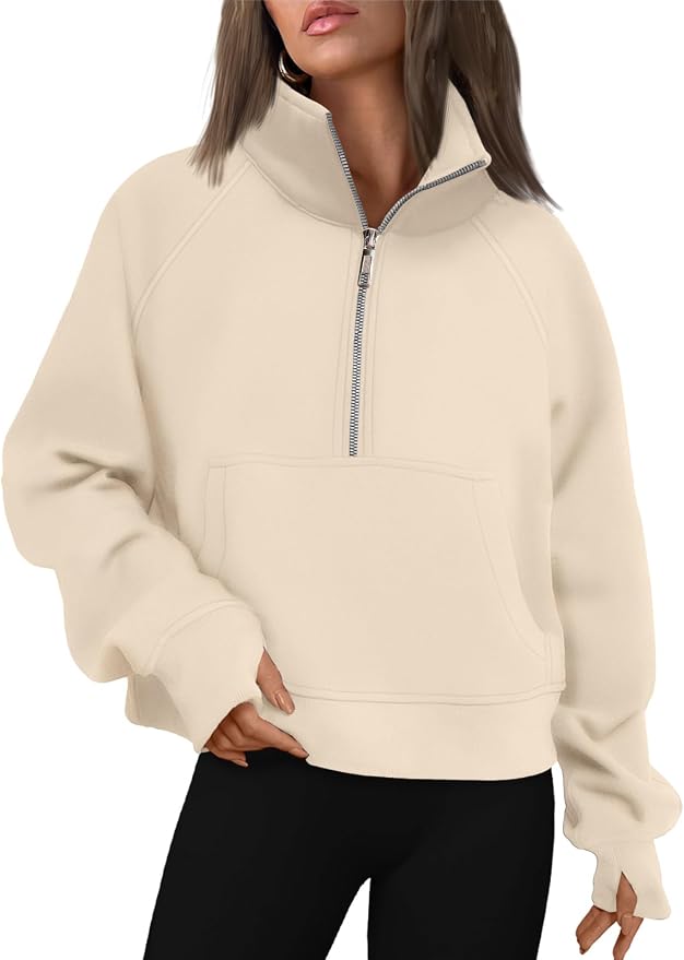 AUTOMET Womens Sweatshirts Half Zip Fleece Pullover Fall Outfits | Fall Fashion Clothes 2026,Cropped Sweatshirts,Cute Y2k Tops,Quarter Zipper Sweater,Winter Loungwear Outfits