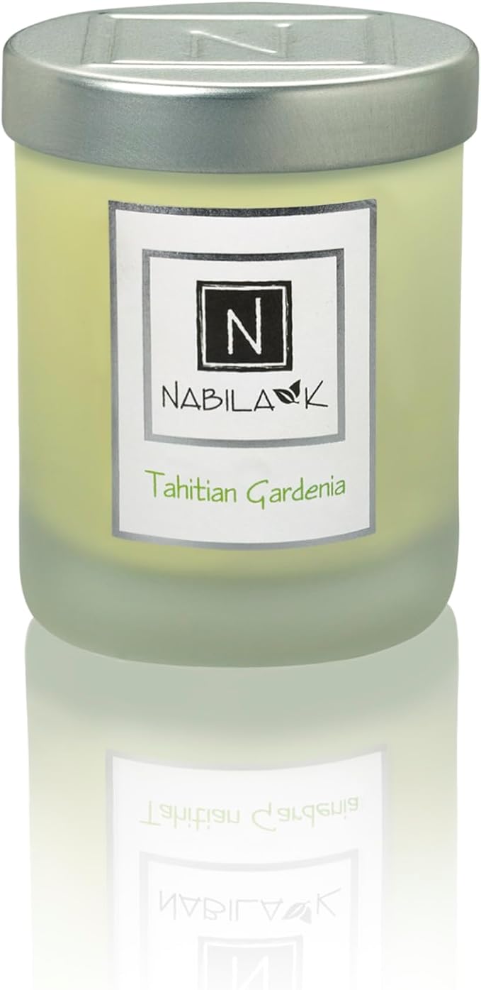 Nabila K - Tahitian Gardenia - Soy-Based Candle - Lemon, Cinnamon, Jasmine, Sweet Muguet & Spicy Coriander - Hand-Poured - Cotton Wick - Aromatherapy Candle w/Essential Oils - Made in USA - 3 oz
