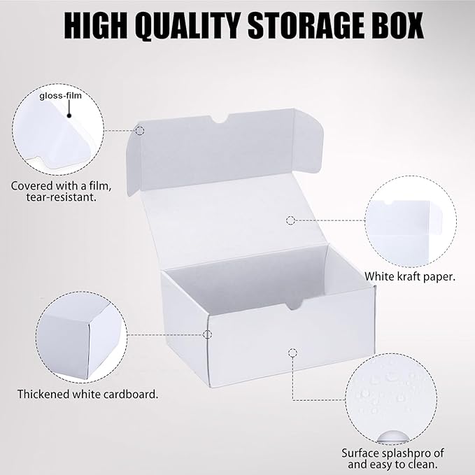 Toploader Trading Card Storage Box, 4-Pack 100 Count White Corrugated Cardboard Bulk Sports Top Loaders Storage Box for TCG/Magic/Mtg Basketball Cards, Collectible Trading Card Organizer