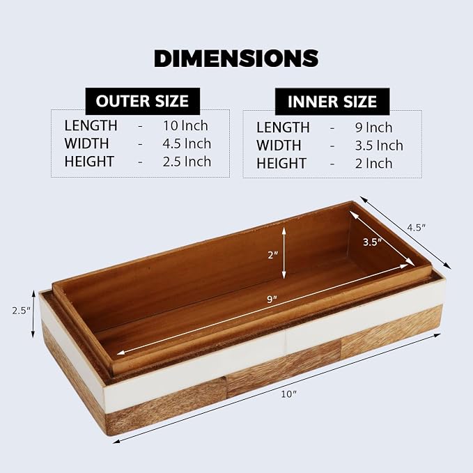 Handicrafts Home White Decorative Storage Box with Lid Wooden Coffee Table Storage Box Decorative Box Organizer for Living Room Home Decor – Resin Inlay Patisserie Delight Collection- 10x4.5x2.5