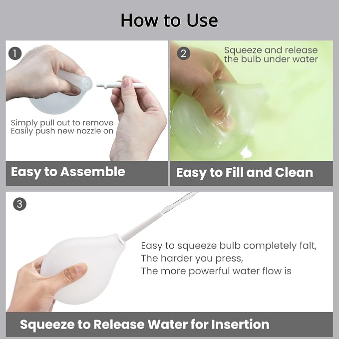 8Pcs Silicone Enema Bulb Kit Enema Nozzle Tip Attachment Enema Anales Douche Vaginal Female Wash Flusher, Clear Enema Applicator Squeeze Pump Bottle Ball Rectal Pear Syringe Colon Cleansing Men Women