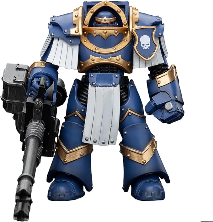 JOYTOY Warhammer 30K The Horus Heresy 1/18 Action Figure Uitramarines Cataphractii Terminator Squad Terminator with Reaper Autocannon Collection Model