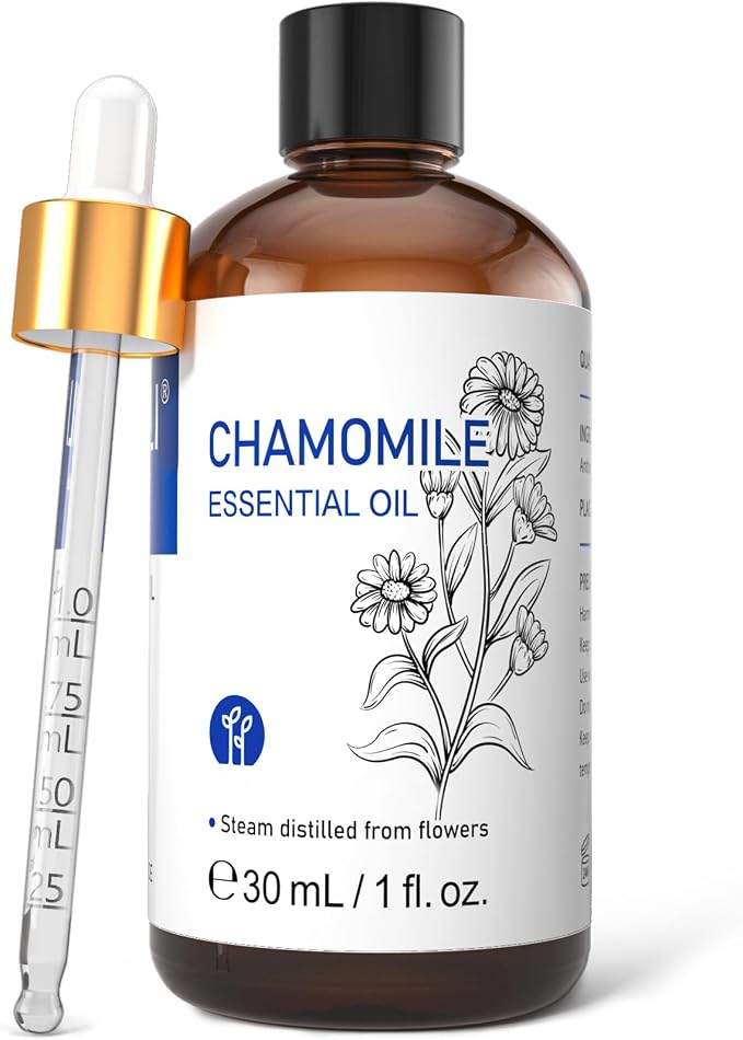HIQILI 30ML Chamomile Essential Oil, Chamomile Oil for Diffuser, Skin, Soap, Shampoo - 1.01 Fl Oz | Keeping Space Fresh, Relaxing, Can be Used for Skin, Well with Base Materials to Soaps and More -30mL / 1.01 fl oz
