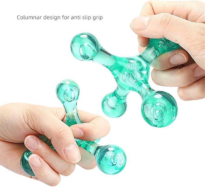 Trigger Point Massage Tools, 2 PCS 4 Point Manual Deep Muscle Tissue Trigger Massager, Handheld Palm Pressure Point Massage Tool, for Neck Shoulder Back Muscle Pain Relief (Red)