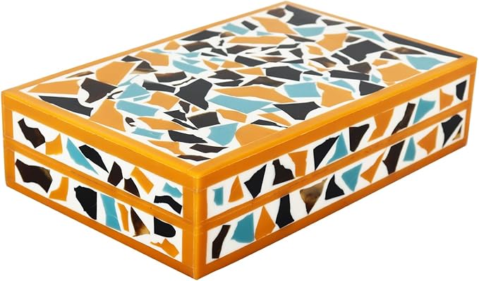 Handicrafts Home Decorative Keepsake Box 8x5 – Small Organizer Box with Lid, Boho Decorative Storage, Retro Memory Box, Unique Coffee Table Décor, Jewelry or Trinket Box, Modern Shelf Decorative Box