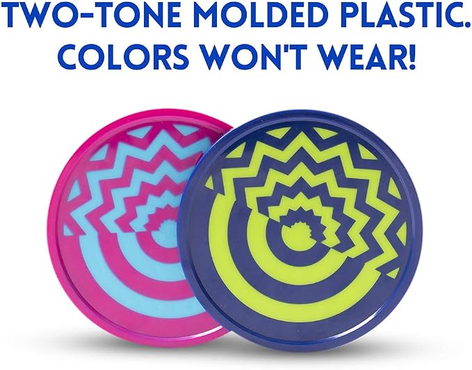 Vivid Two-Tone Air Hockey Pucks (2-Pack) | Wear-Proof Molded Psychedelic Patterns and Designs | Large 3.25-inch Pucks for Standard Air Hockey Tables | Perfect Addition to Game Rooms and Arcades