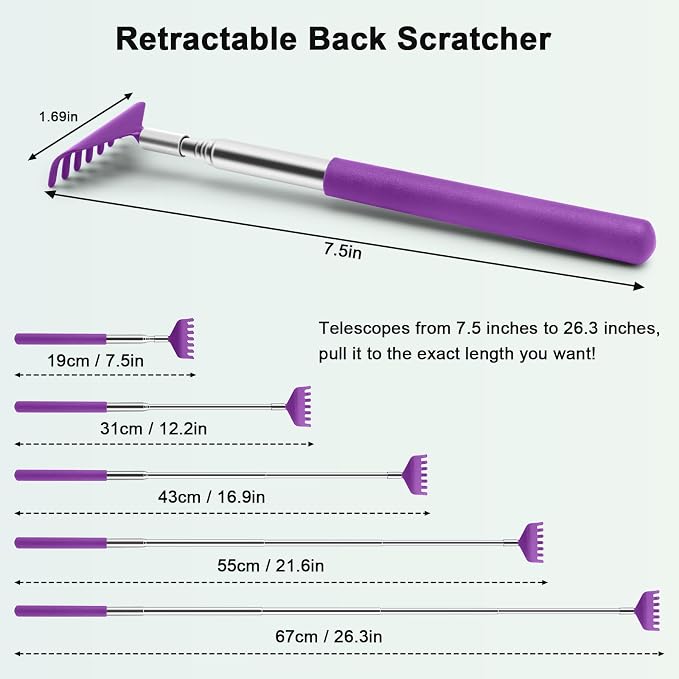 HOFASON 6 Pack Back Scratcher, Stocking Stuffers for Men Adults Women Teens, Christmas Small Bulk Gifts for Men Women Teens, White Elephant Gag Birthday Gifts, Party Favors Prizes for Adults (Purple)