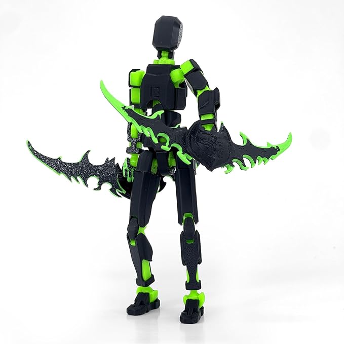 (Assembly Completed) 3D Printed Action Figure，T13 Robot Action Figure, T13 Collectible Action Figure Articulated, for Collectors Desktop Decorations ((Black Green))