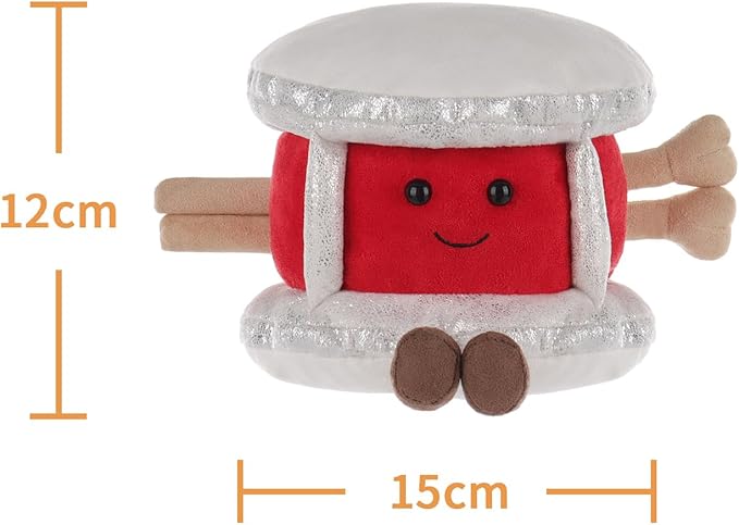 Apricot Lamb Happy Drum Plush Stuffed Animals for Kids, Soft Cute Plush Toys for Baby Girl and Boy, Fluffy Happy Drum Red