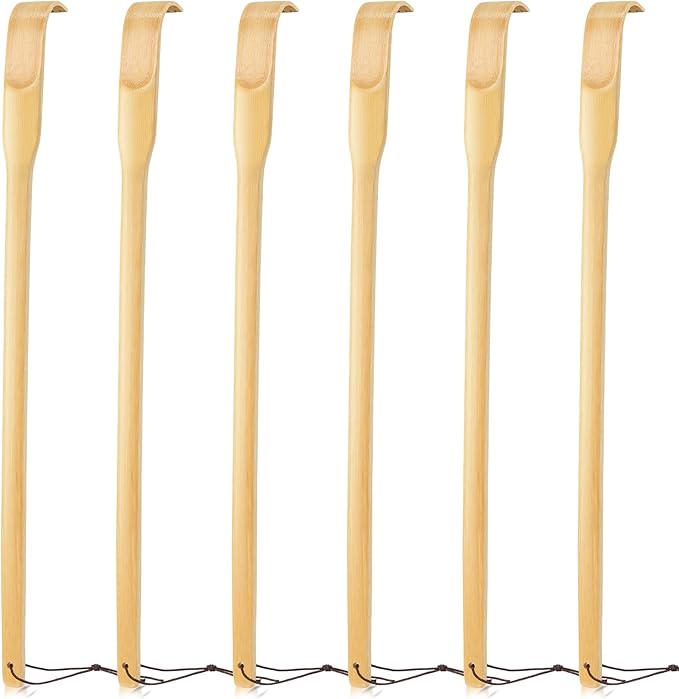 Back Scratcher, 16.5in Pack of 6, Traditional Finger-Like Bamboo Wooden Body Massager for Scratching Itches, Strong and Sturdy, Good Practical and Novel Gifts for Friends and Family.