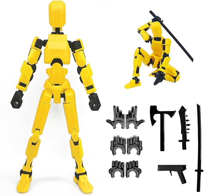 Titan 13 Action Figure,2024 New Lucky Robot 13 Action Figures,3D Printed Action Figures for Boys,Dummy Robot 13 Action Toy,Movable Joints Action Figure (Yellow-1pc)