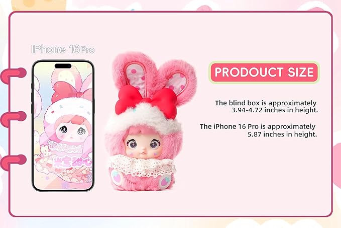 Nommi Baby Plush Blind Box， Plush Figure Toys 1PC (1 of 10 Possible Styles) Nommi Baby Sweethert Bunny Series Birthday Gifts 5 in