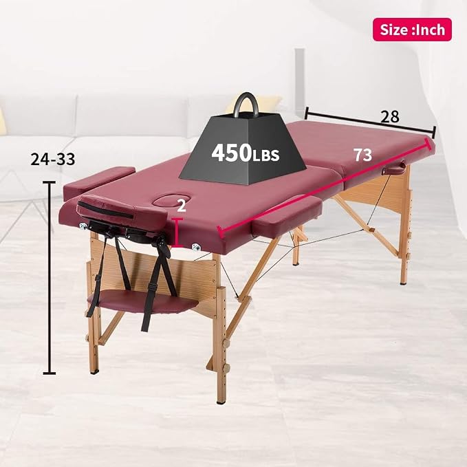 BestMassage Massage Bed Portable Massage Table 28 inch Wide Lash Bed Height Adjustable 2 Folding Spa Table with Non-Woven Bag for Spa Footmassage Facial CareSpa Tattoo