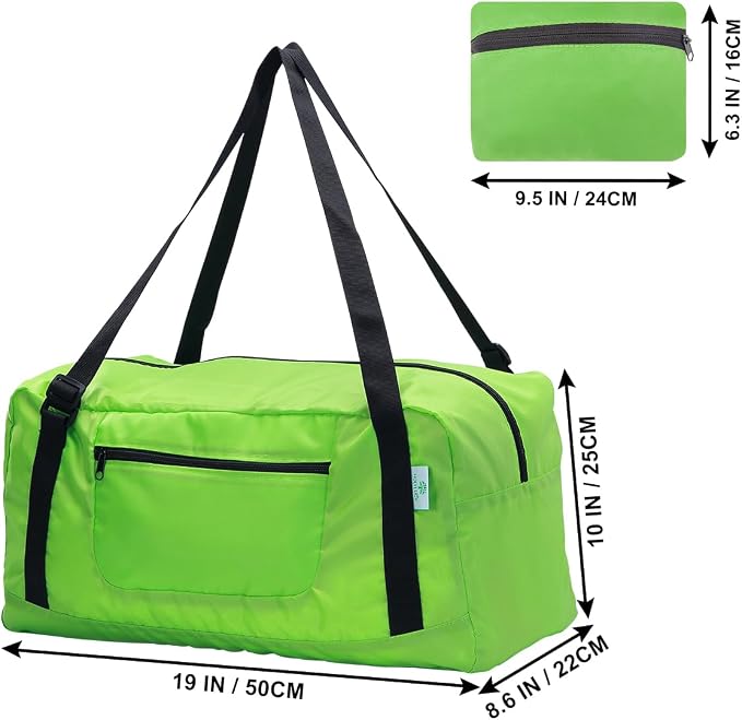 Foldable Travel Duffel Bag For Women & Men Luggage Great for Gym (Green)