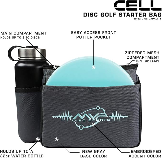 MVP Disc Sports Cell Disc Golf Starter Bag (Choose Your Favorite Color)