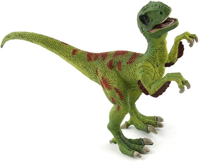 Dinosaur Toy Velociraptor Figurine with Moving Jaw and Hands,Detail Raptor Action Figure Toy Gift and Dinos World Collection Toys for Birthday Gift, Kids Toys,Party Favor(Green)