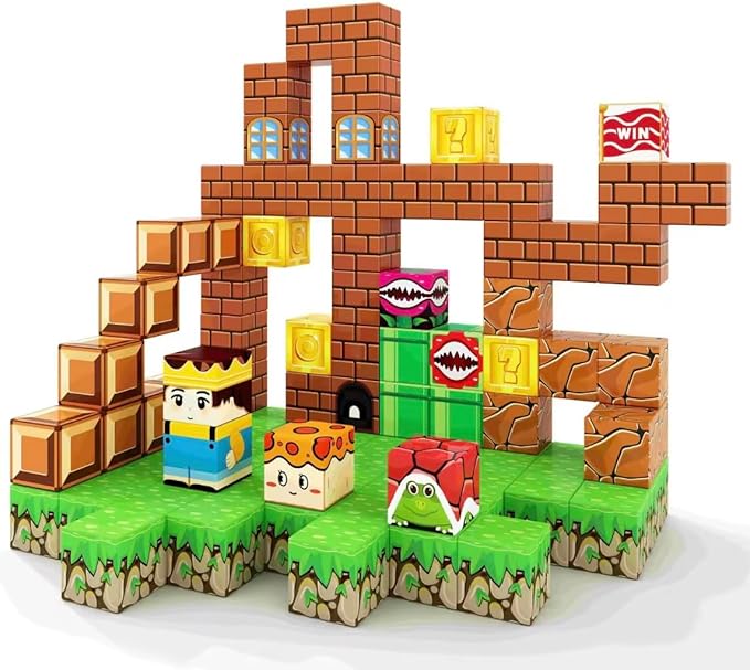 Mini Magnetic Blocks, 60 PCS Magnetic Building Blocks, STEM Educational Building Set Construction Toys for Kids Ages 3+, Building Toys for Toddlers Boys & Girls Birthday Gift