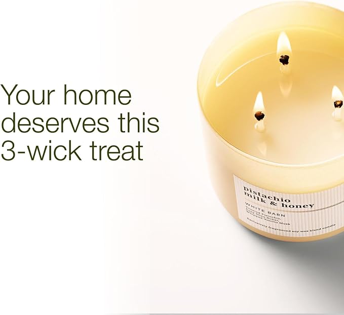 Bath & Body Works 3-Wick Candle, Pistachio Milk & Honey Candle, Strong Throw, Long-Lasting Burn Up to 45 Hours, Exclusively Fragranced Soy Wax Blend, 14.5 oz - 1 Pack