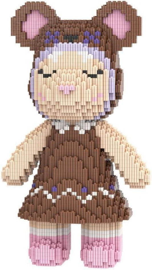 HOOLEDAY Brown Skirt Bear Micro Building Blocks Set (3150 Pieces) Gift for Adults & Boys & Girls