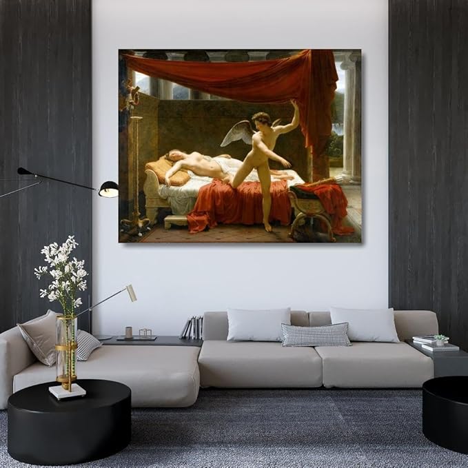 François-Edouard Picot 45x36 Huge Gallery Wrapped Canvas Museum Art Print Titled: Cupid and Psyche (C.1817)