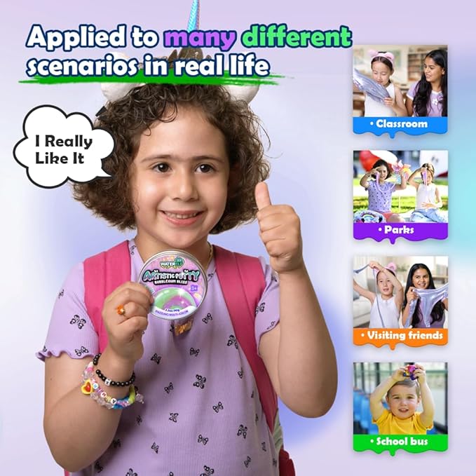 WATERELF Putty for Kids, Fidget Stress Relief Play Putty for Boys Girls Adults, Non-Sticky Therapy Toys - 3.11 Inch 3.2 Oz - P008-Green/Purple