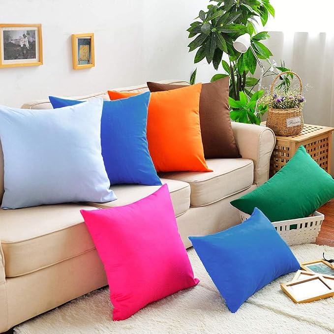 4-Pack 100% Cotton Comfortable Solid Decorative Throw Pillow Case,Thmyo Square Cushion Cover Pillowcase Sublimation Blank Pillow Covers DIY Throw Pillowcase for Sofa Bedroom(20x20 inch/ 50x50cm,Blue)
