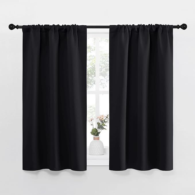 NICETOWN Black Out Curtain Panels for Kitchen - Energy Smart Decoration Thermal Insulating Blackout Drapes/Draperies for Small Window (2 Panels, 34 inches Wide by 40 inches Long)