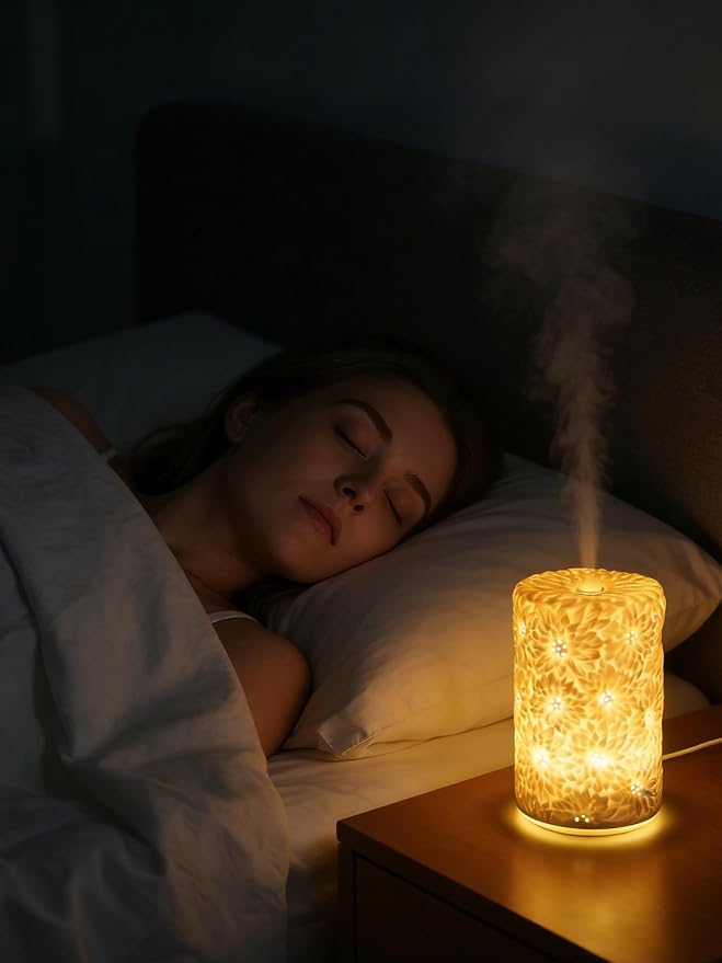 Ceramic Essential Oil Diffusers,Small Cute for Office, Home for Aromatherapy,Bedroom Humidifier Air Fragrance,Room Scent, Smell,Light Decor para Casa De Essentials Aesthetic Aroma (D)