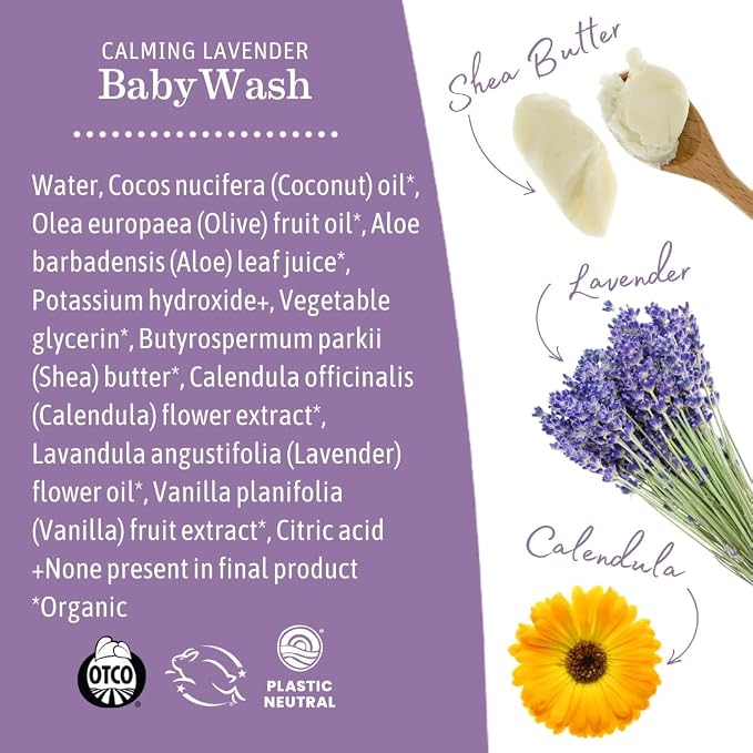 Earth Mama Calming Lavender Baby Wash Liquid Foaming Hand Soap Refill, All-Purpose Lavender Body Wash for Sensitive Skin, Castile Soap with Coconut Oil, Shea Butter, Calendula, & Aloe, 34 Fl Oz