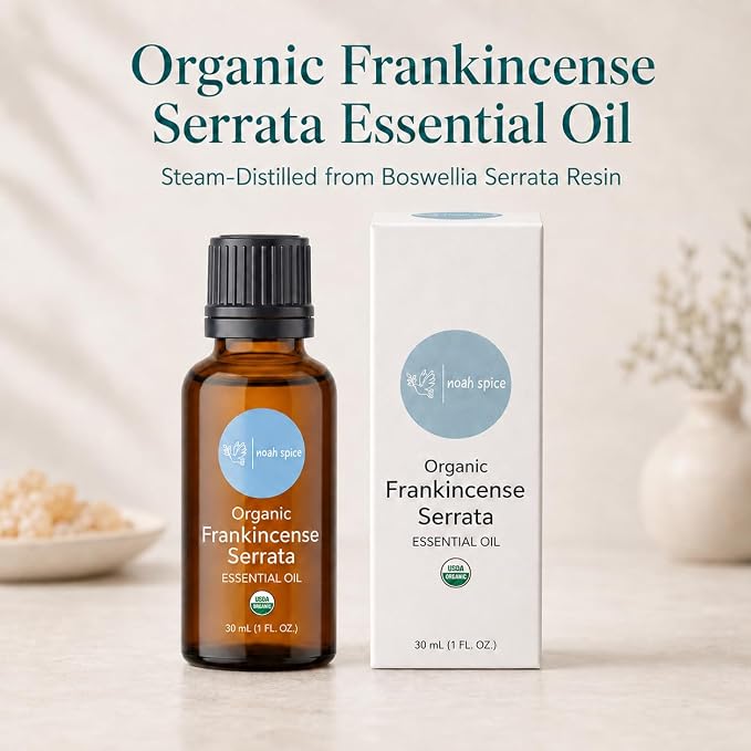 Organic Frankincense Essential Oil, 30 mL | USDA Organic, GC/MS Tested, Steam Distilled, Boswellia Serrata, 100% Pure & Undiluted, Skin Care & Diffuser