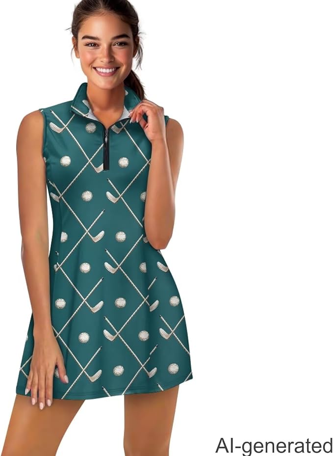 Golf Dress Tennis Dresses for Women with Built in Shorts and Pockets Sleeveless Athletic Dress Workout Dress