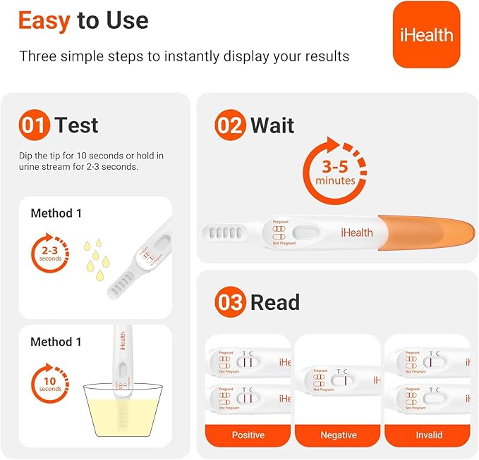 iHealth Pregnancy Test Kit 13 Count, 3 Test Sticks + 10 Pregnancy Test Strips, Early Detection hCG Tests, 10 MIU/mL Sensitivity, Bulk Home Pregnancy Tests, Pruebas de Embarazo