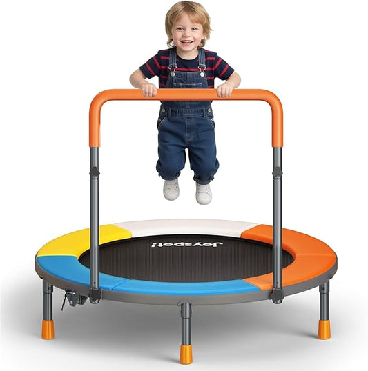 3FT Foldable Trampoline for Kids - 36” Mini Small Trampoline with Handle Bar, Indoor Outdoor Fun, Height-Adjustable, Max Load 100LBS, Perfect Toddler Baby Jumping Mat for Fitness & Recreation