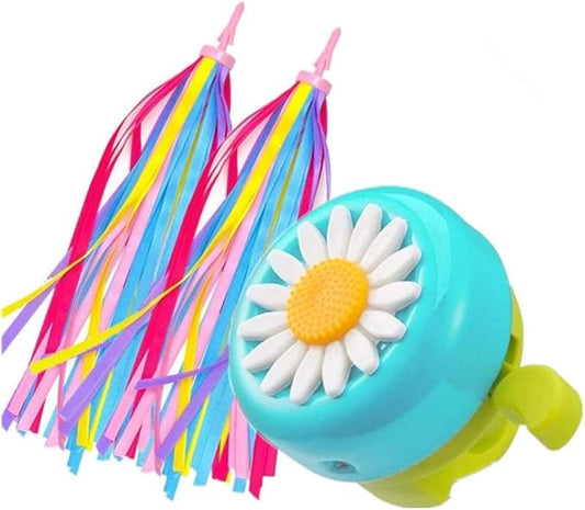 kortes 1 Pack Kids Bike Bell and 2 Pack Kids Bike Streamers for Children's Bike Accessories (Pink, Red,& Blue)