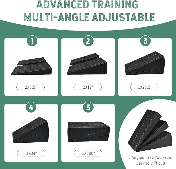 Squat Wedge Block Set of 3 - High-Density EPP Slant Board with 8.5° & 17° Stackable Angles - Deep-Groove Anti-Slip Surface for Calf Stretching, Physical Therapy & Ankle Mobility
