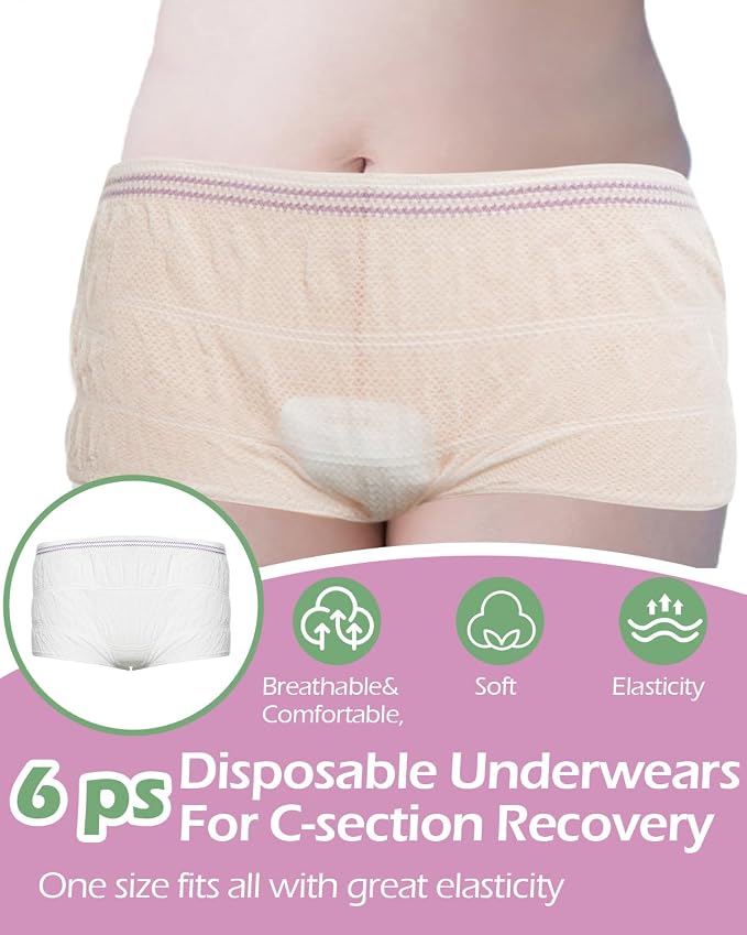 C Section Recovery Kit, Csection Postpartum Essentials | Peri Bottle,6 Disposable Mesh Underwears,Witch Hazel Pad Liners,Silicone Scar Patches, Abdominal Belly Binder,Socks,Card