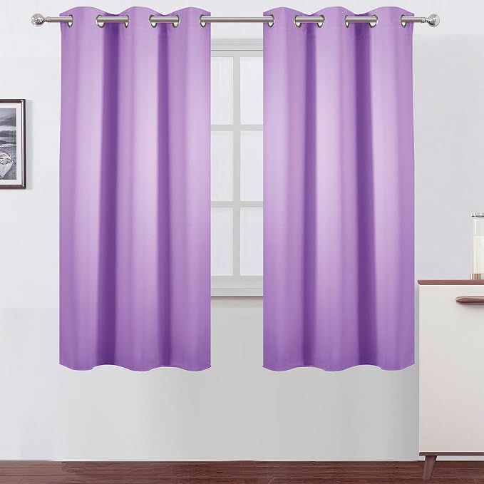 LEMOMO Lavender Blackout Curtains 34 x 63 Inch Length/Set of 2 Curtain Panels/Thermal Insulated Room Darkening Blackout Curtains for Bedroom