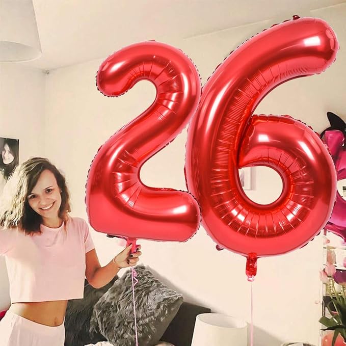 TONIFUL 40 Inch Red Large Numbers Balloons 0-9, Number 6 Digital 6 Helium Balloons, Foil Mylar Big Number Balloons for Birthday Party Anniversary Supplies Decorations
