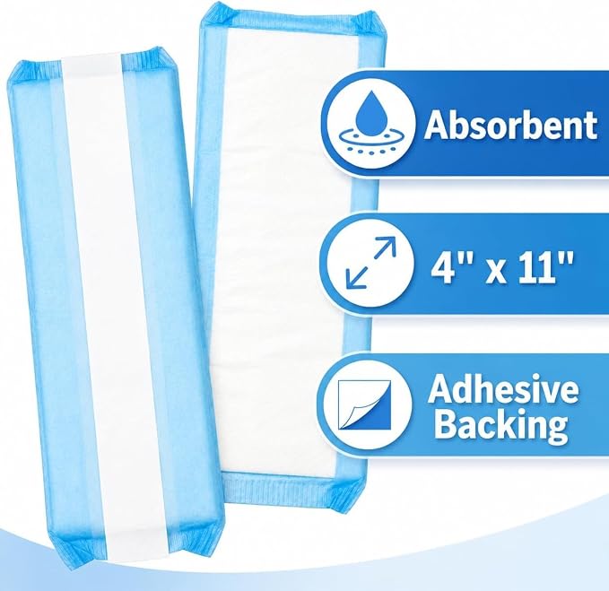 Vakly Postpartum Panty Liner Pads 4" x 11" (50 Pack) – Large Super Absorbent Maternity Pad Liners for Overnight Leak Protection, Incontinence Booster Pads with Adhesive (50, Count)