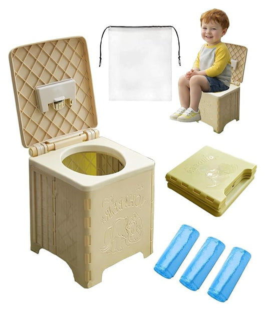 SunnySmile Portable Toddler Potty,Car Potty for Toddler,Travel Toilet,with Travel Bag and 45 Liners,for Toddler Travel, Camping, Foldable, Indoor/Outdoor Use