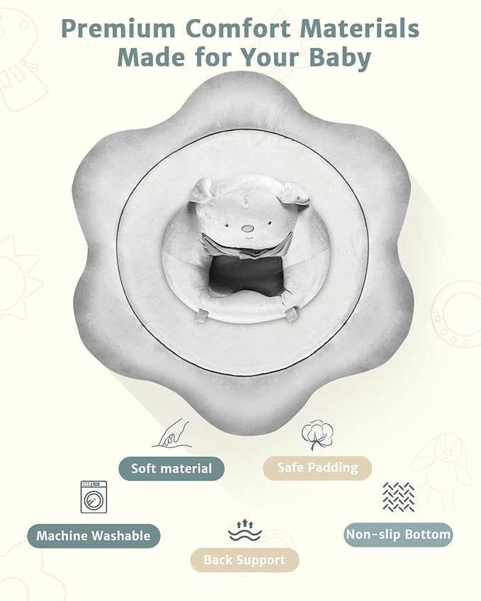 3-in-1 Baby Play Mat, Baby Seats for Infants for Sitting Up, Tummy Time Mat with 5 Detachable Toys, Baby Activity Gym & Playmats for Babies 0-6 6-12 Months, Newborn Baby Shower Gifts